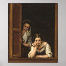 Twee vrouwen aan een raam - Murillo Fine Art Poste