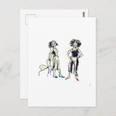 Twee vrouwen afgebeeld met krullend haar briefkaart (Voorkant / Achterkant)