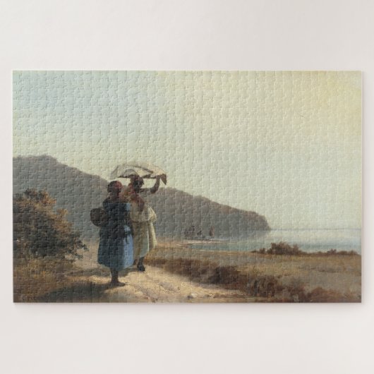 Twee vrouwen chatten door het Zee, St. Thomas (185 Legpuzzel (Horizontaal)