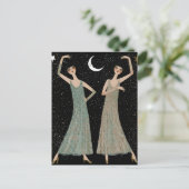 Twee vrouwen dansen in het maanlicht briefkaart (Staand voorkant)