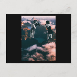 Twee vrouwen die boksen. Collage Art. Briefkaart