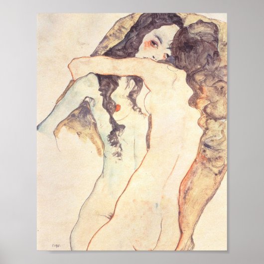 Twee vrouwen die Egon Schiele Embracen Poster (Voorkant)