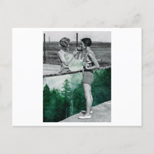 Twee vrouwen die tennis en roken spelen. Collage A Briefkaart