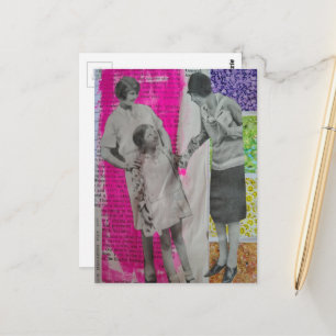 Twee vrouwen en een meisje Kleurrijke collage Briefkaart