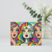 Twee vrouwen en een Rainbow Robot Briefkaart (Staand voorkant)