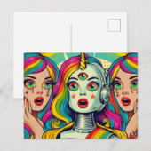 Twee vrouwen en een Rainbow Robot Briefkaart (Voorkant / Achterkant)
