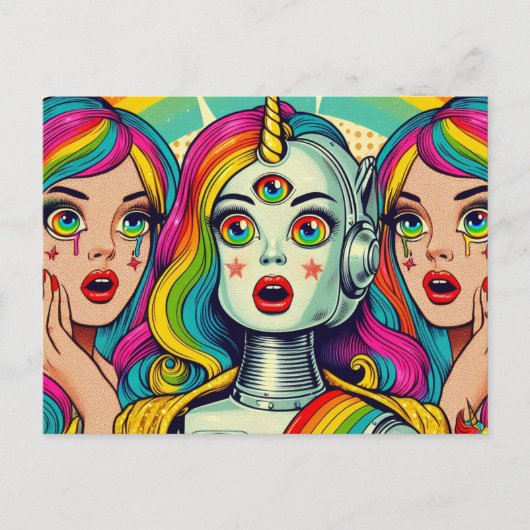 Twee vrouwen en een Rainbow Robot Briefkaart (Voorkant)