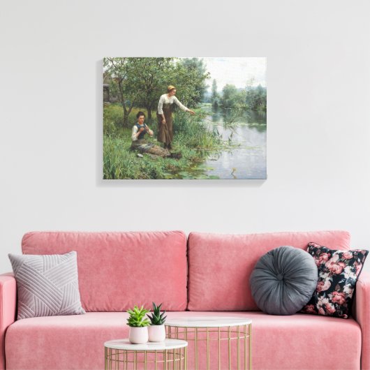 Twee vrouwen Gevist door Daniel Ridgway Knight Canvas Afdruk (Insitu (Woonkamer))