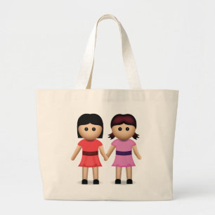 Twee vrouwen houden de handen in de Emoji Grote Tote Bag