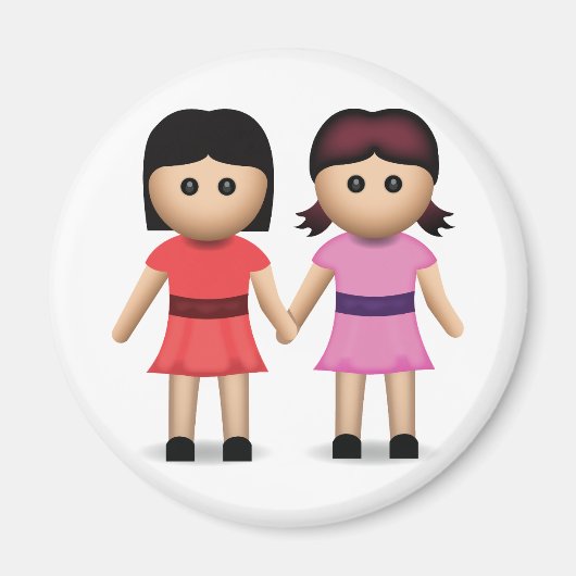 Twee vrouwen houden de handen in de Emoji Magneet (Voorkant)