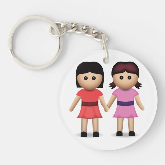 Twee vrouwen houden de handen in de Emoji Sleutelhanger (Voorkant)