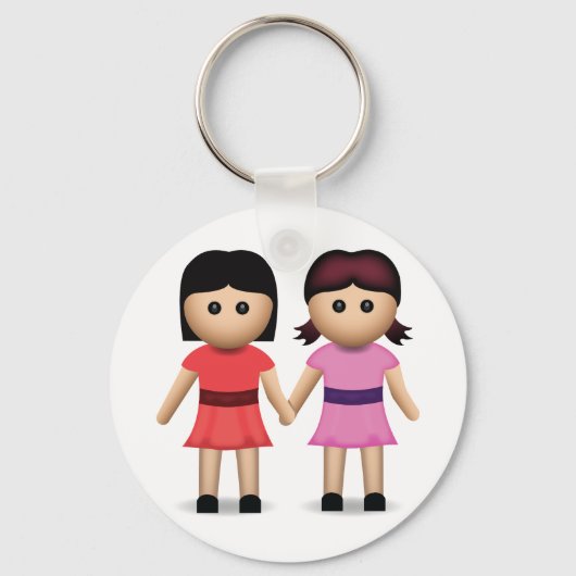Twee vrouwen houden de handen in de Emoji Sleutelhanger (Voorkant)