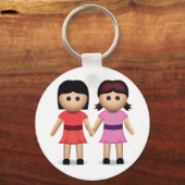 Twee vrouwen houden de handen in de Emoji Sleutelhanger (Voorkant)