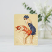 Twee vrouwen in badpakken -  pop-up briefkaart (Staand voorkant)