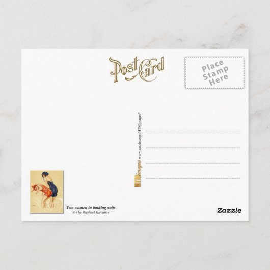 Twee vrouwen in badpakken - pop-up briefkaart (Achterkant)