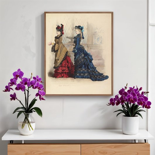 Twee vrouwen in dagelijkse jurken poster