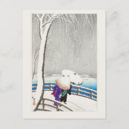 Twee vrouwen in de sneeuw - Japans Briefkaart