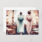Twee vrouwen in de spiegel briefkaart (Voorkant / Achterkant)