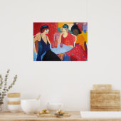 Twee vrouwen in een cafe - Afdrukken Poster (Keuken)