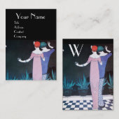 TWEE VROUWEN IN HET Mode-monogram 's nachts Visitekaartje (Voorkant / Achterkant)