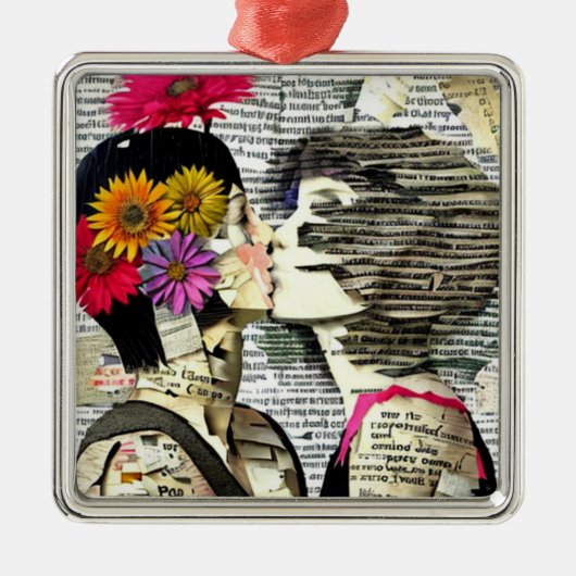 Twee vrouwen in liefde | Pride Kiss Metalen Ornament (Voorkant)