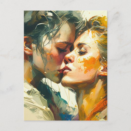 Twee vrouwen Kiss Briefkaart (Voorkant)