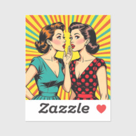 Twee vrouwen kletsen geheimen vertellen Pop Art Sticker