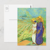 Twee vrouwen kruisen de velden door Vincent van Go Briefkaart (Voorkant / Achterkant)