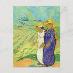 Twee vrouwen kruisen de velden door Vincent van Go Briefkaart