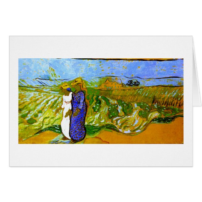 Twee vrouwen kruisen velden van Gogh Fine Art (Voorkant Horizontaal)