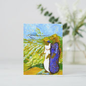 Twee vrouwen kruisen velden van Gogh Fine Art Briefkaart (Staand voorkant)