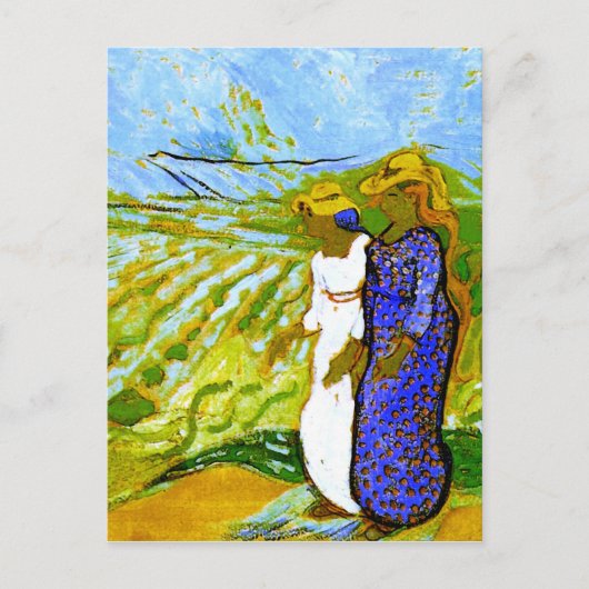 Twee vrouwen kruisen velden van Gogh Fine Art Briefkaart (Voorkant)