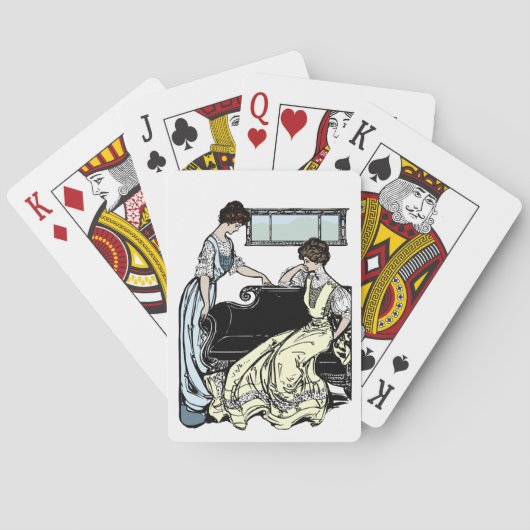 Twee vrouwen met een lange japonnen die kaarten sp (Achterkant)