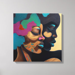 Twee vrouwen met kleurrijk haar en gezicht. canvas afdruk
