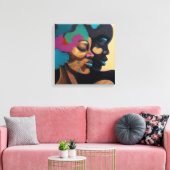 Twee vrouwen met kleurrijk haar en gezicht. canvas afdruk (Insitu (Woonkamer))