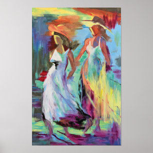 Twee vrouwen met Petten schilderen Poster