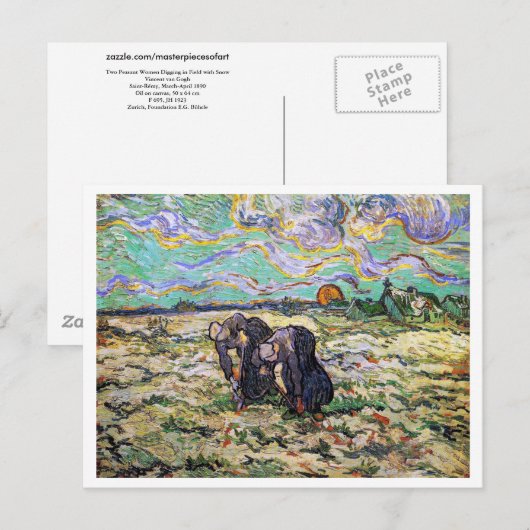 Twee vrouwen met sneeuw, Van Gogh Fine Art Briefkaart (Voorkant / Achterkant)