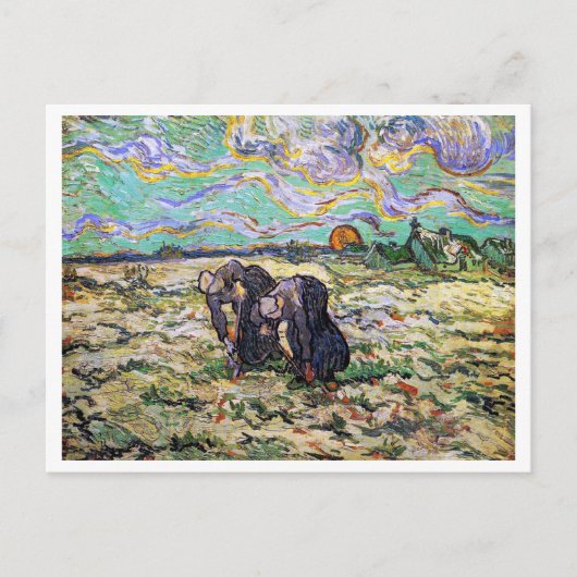 Twee vrouwen met sneeuw, Van Gogh Fine Art Briefkaart (Voorkant)