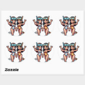 Twee vrouwen met snorkel ronde sticker (Vel)