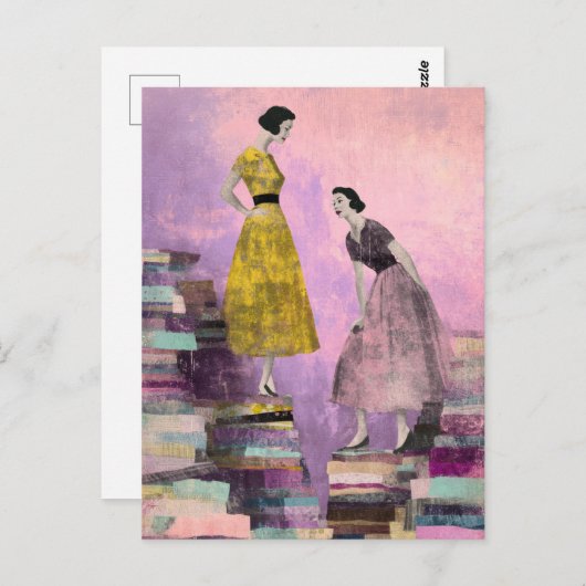 Twee vrouwen Mixed media collage Briefkaart (Voorkant / Achterkant)