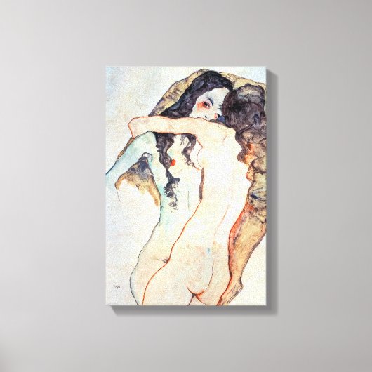 Twee vrouwen omarmen | Egon Schiele | Canvas Afdruk (Voorkant)