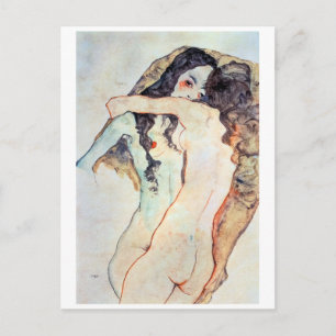 Twee vrouwen omhelzen elkaar Egon Schiele Briefkaart