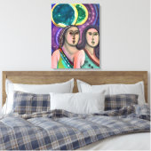 Twee vrouwen onder de maan canvas afdruk (Insitu (Slaapkamer))