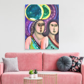 Twee vrouwen onder de maan canvas afdruk (Insitu (Woonkamer))