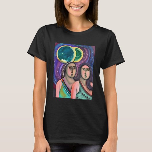 Twee vrouwen onder de maan t-shirt (Voorkant)