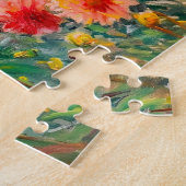 Twee vrouwen op dahlia bloembed legpuzzel (Zijkant)