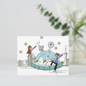 Twee vrouwen op de top van een stad briefkaart (Staand voorkant)