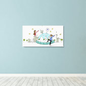 Twee vrouwen op de top van een stad canvas afdruk (Insitu (Houten vloer))