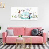 Twee vrouwen op de top van een stad canvas afdruk (Insitu (Woonkamer))