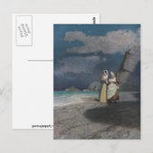 Twee vrouwen op een grijs winkelstrand bij nacht briefkaart (Voorkant / Achterkant)